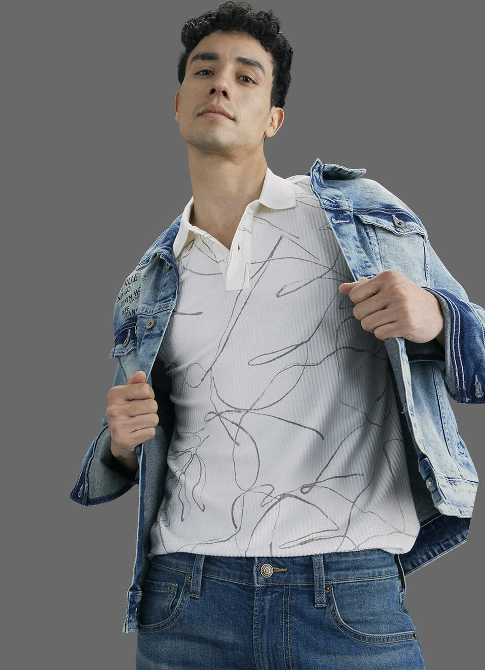 Men Off White Printed Polo Collar T-shirt, , large image number 0