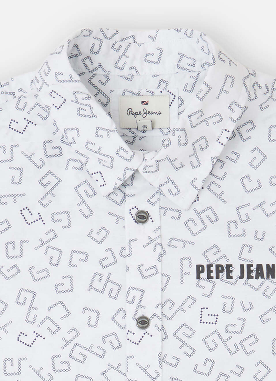 Boys White Geometrical Print Short Sleeve Shirt, , large image number 2