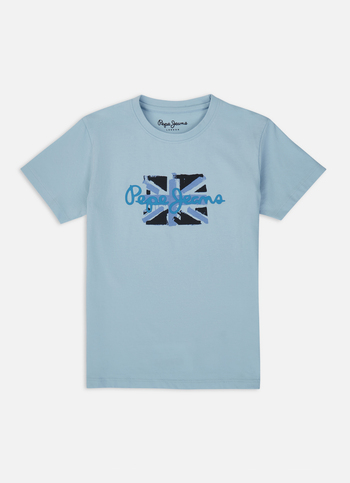 Boys Blue Union Jack Print Short Sleeve T-shirt