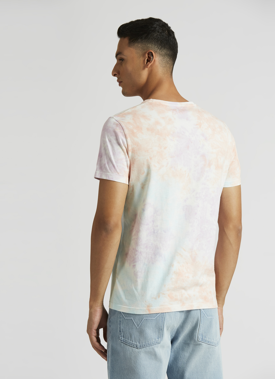 Pink Tie And Dye Print Trendy Short Sleeve T-shirt, , large image number 2