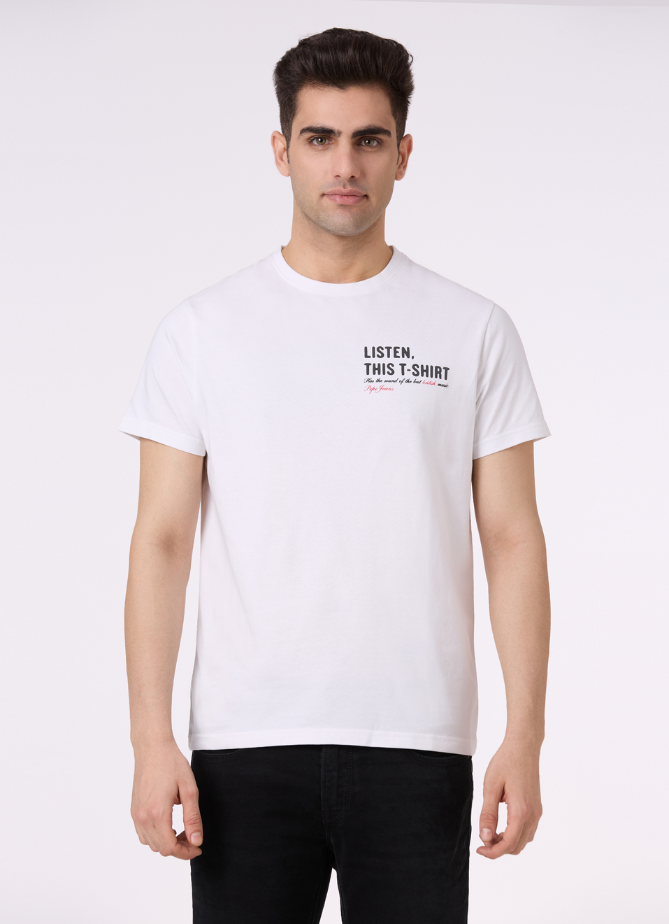 Men White Back Graphic Print Short Sleeve T-shirt, , large image number 1
