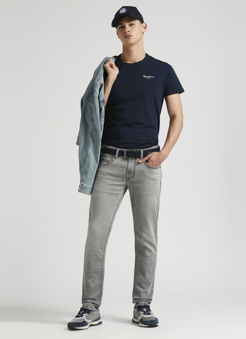 Vapour Grey Low Rise Tapered Gymindigo Jeans, , large image number 5