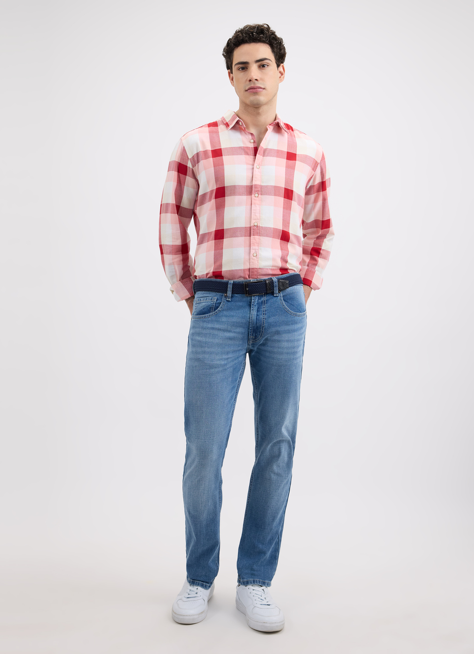 Men Peach Check Full Sleeve Shirt, , large image number 6