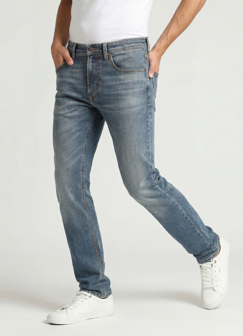 Vapour Blue Mid Rise Slim Fit Jeans, , large image number 0
