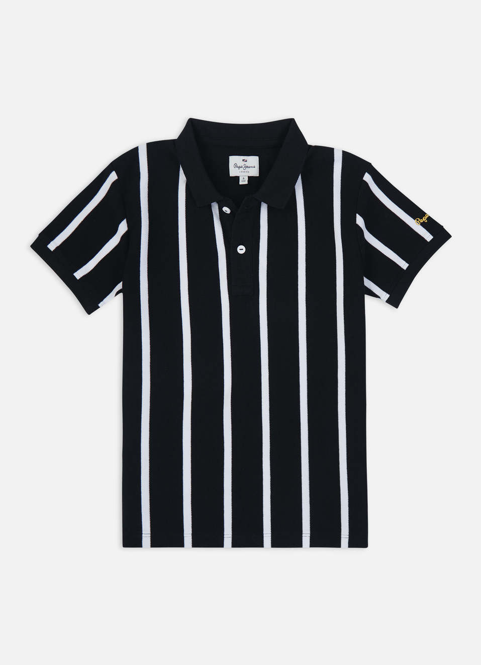 Boys Black Engineered Vertical Stripe Polo, , large image number 0