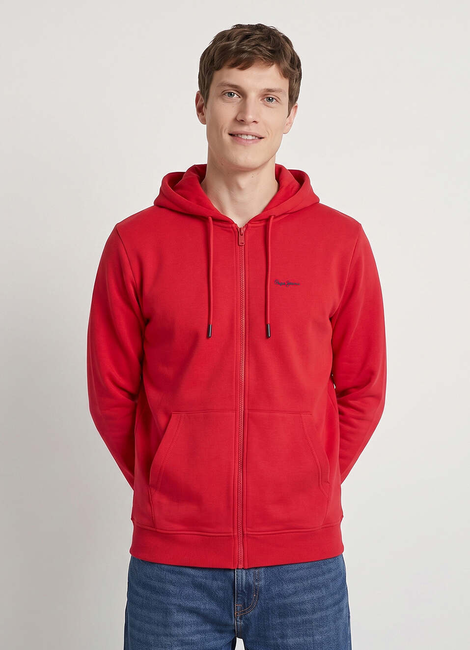 Men Red Back Print Full Sleeve Hoodie, , large image number 1