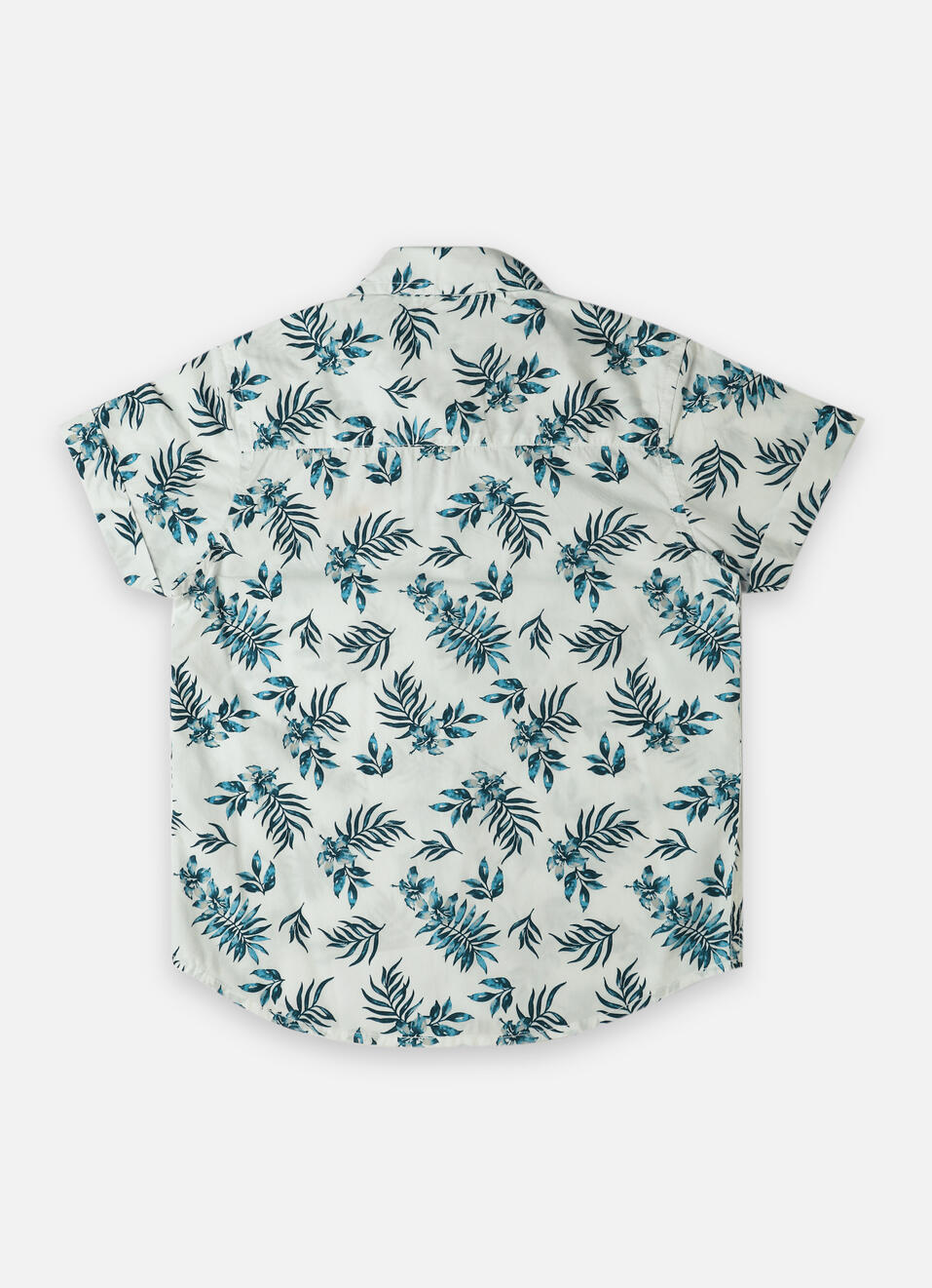 Boys White Tropical Print Resort Collar Short Sleeve Shirt, , large image number 1