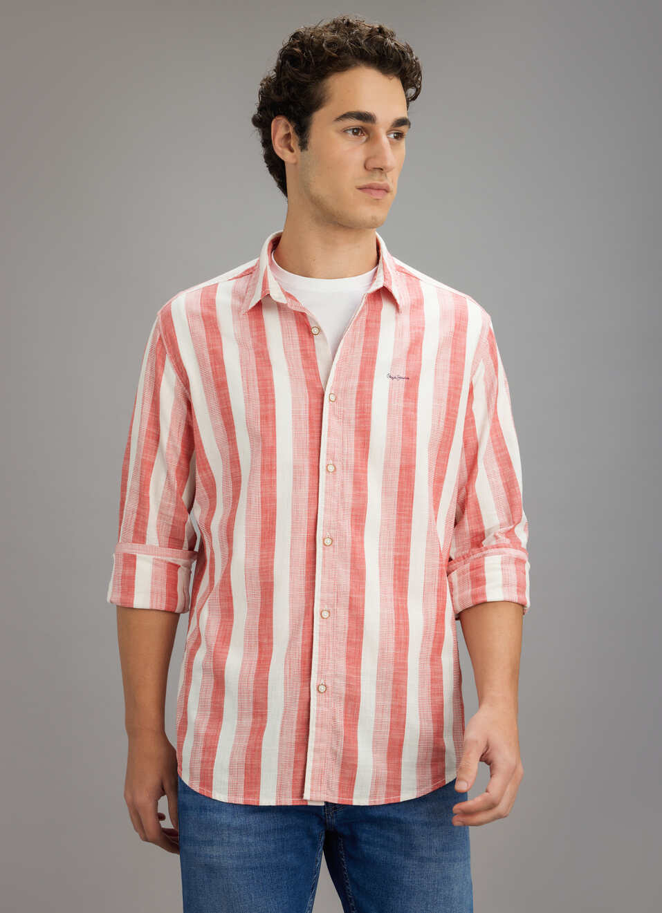 Men Red Striped Shirt, , large image number 5