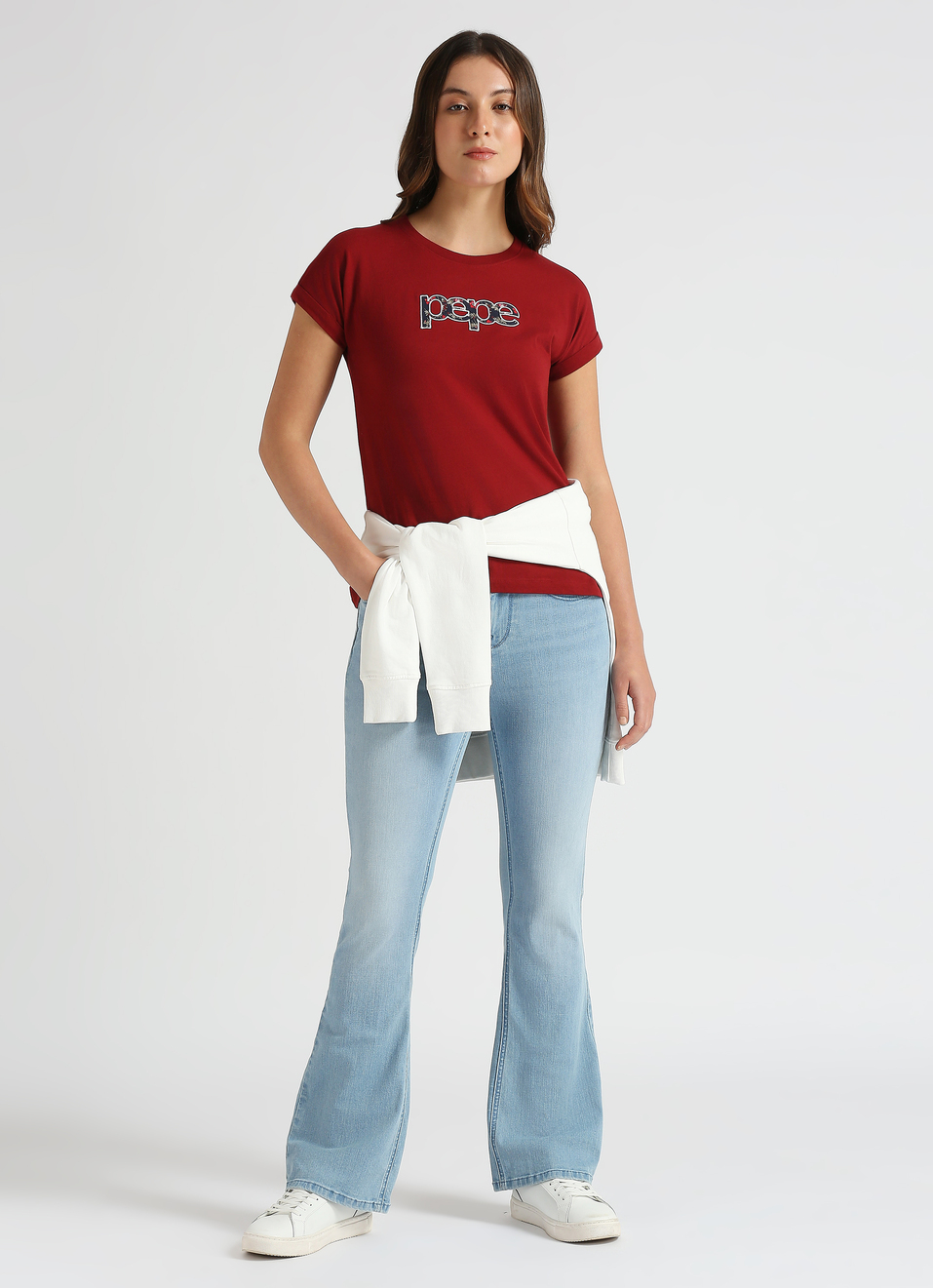 Red Roll-up Short Sleeve T-shirt, , large image number 5