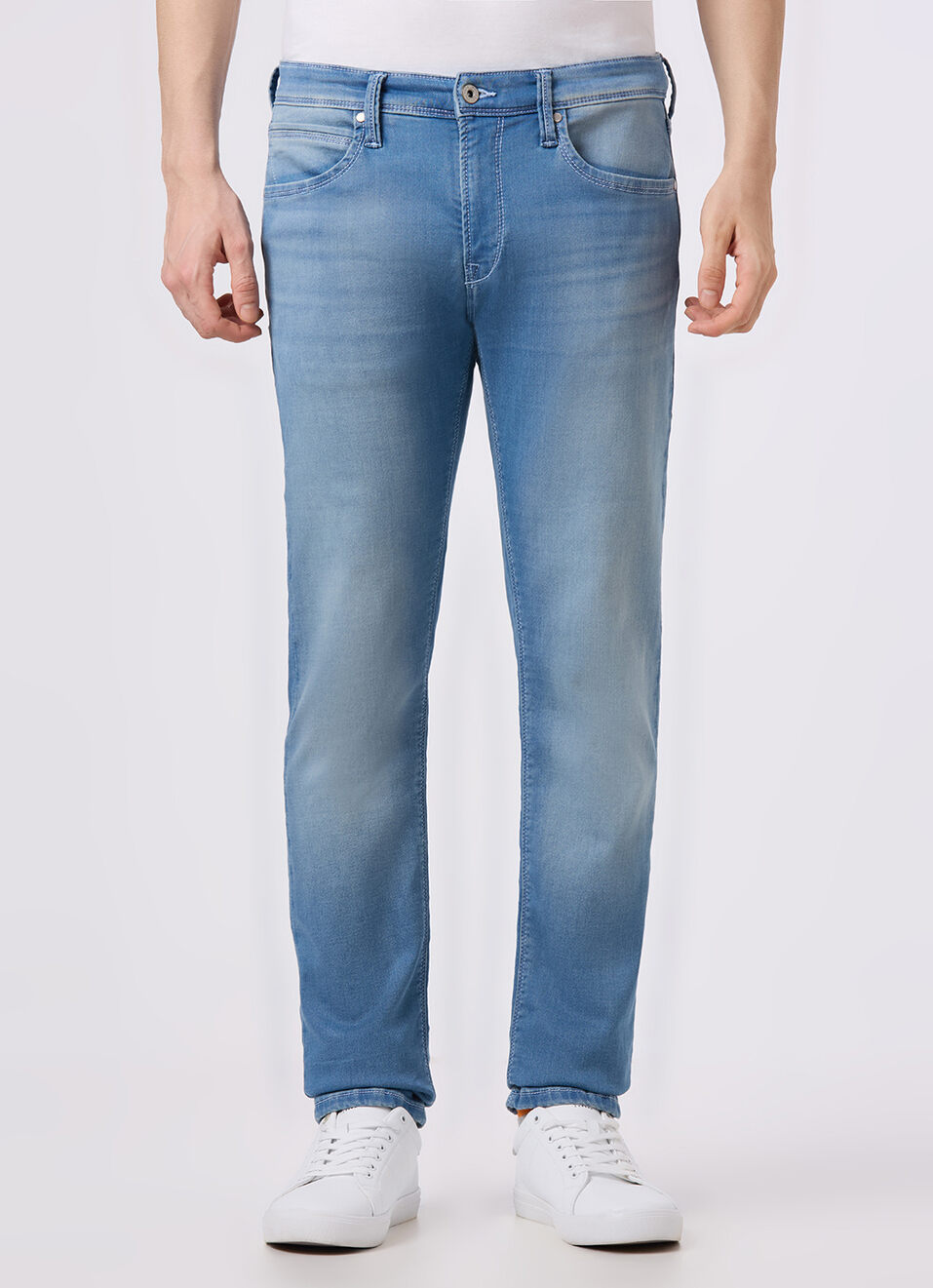 Men Light Blue Mid Rise Slim Fit Gymindigo Jeans, , large image number 6