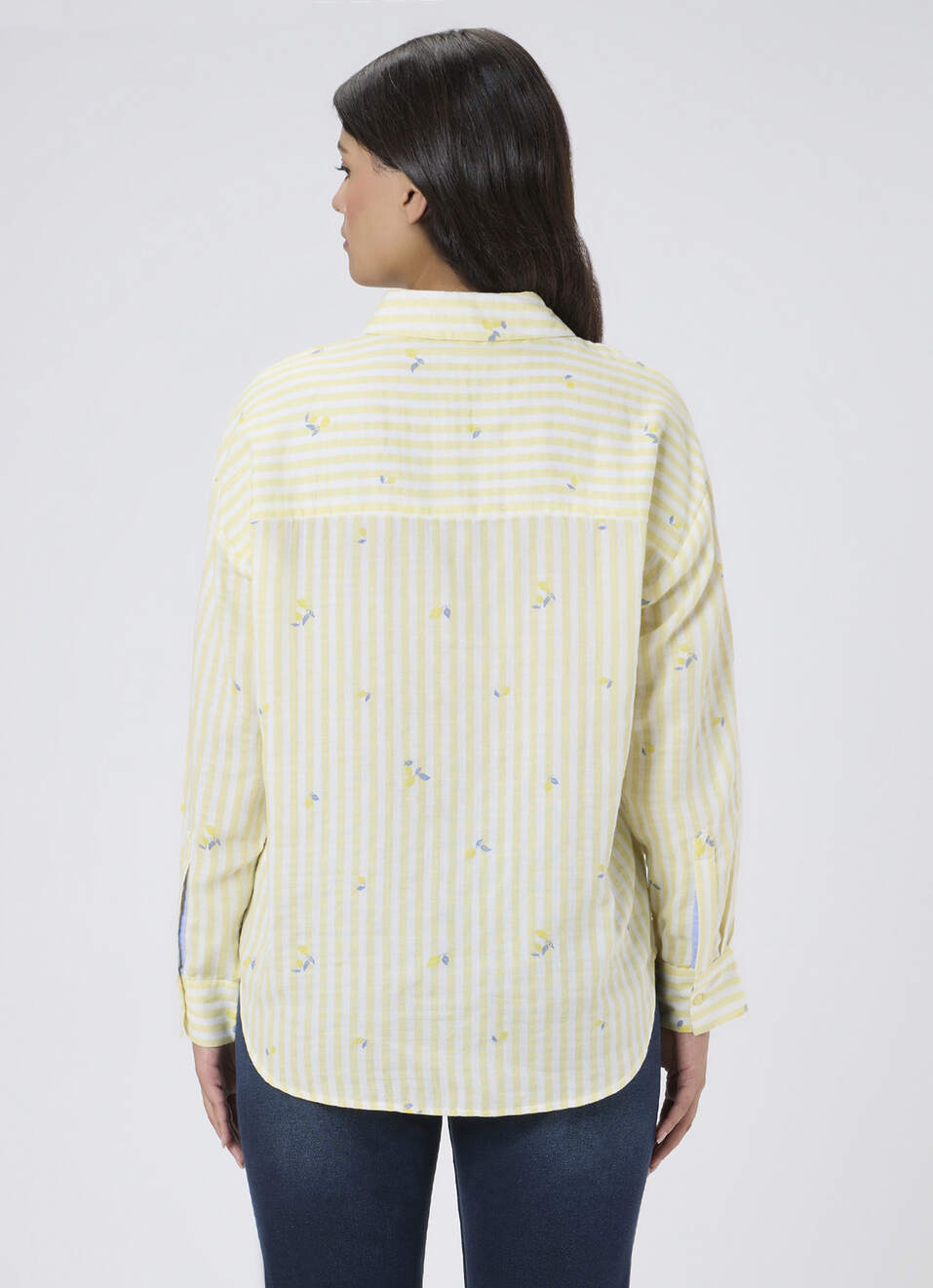 Women Yellow Printed Oversized Shirt, , large image number 2
