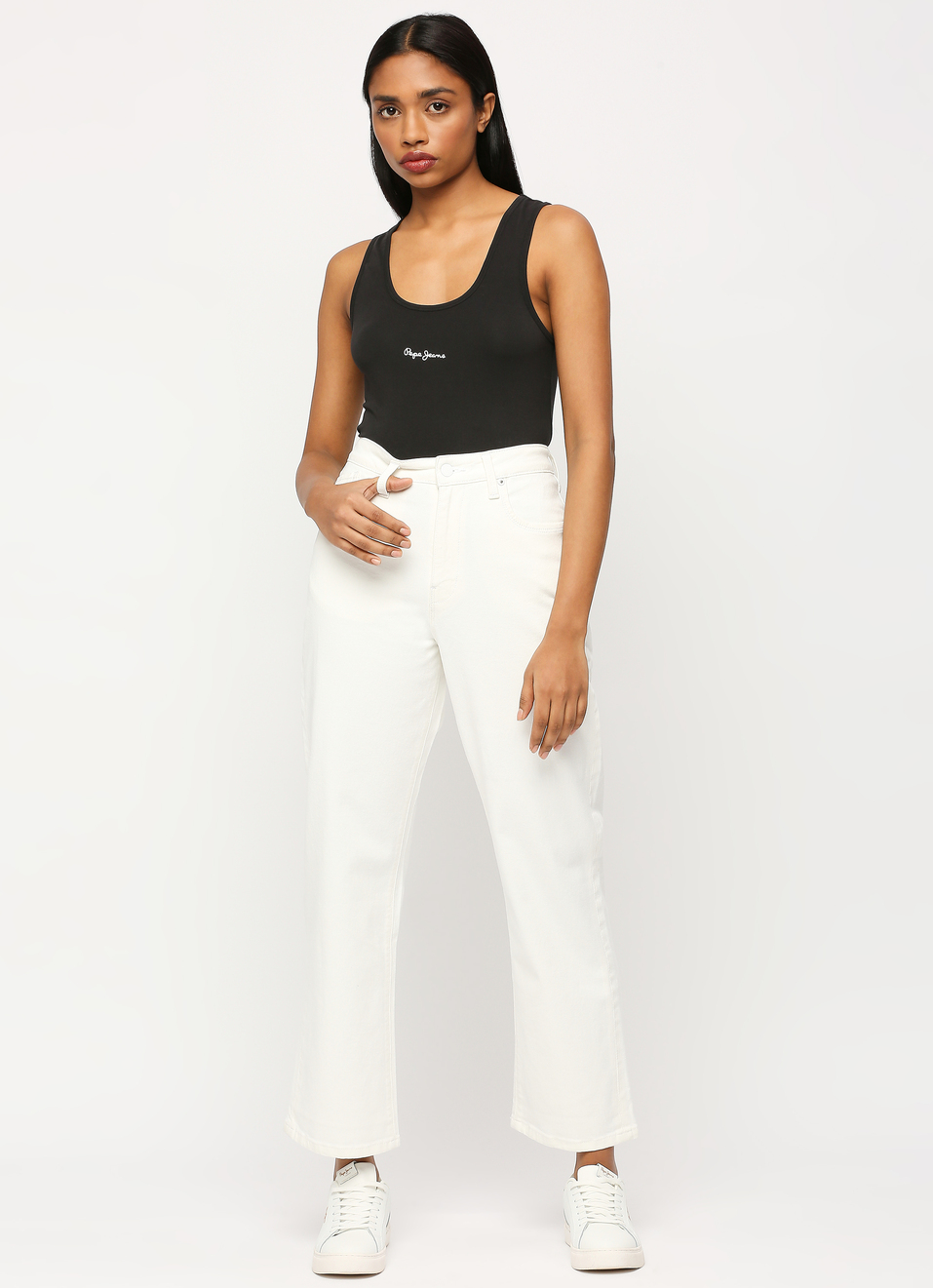 Robyn White High Waist Straight Fit Jeans, , large image number 0
