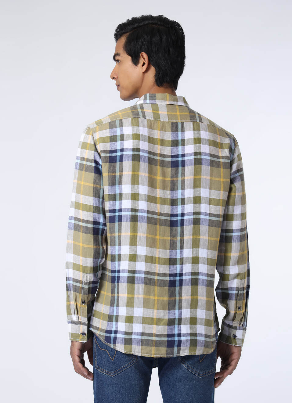 Men Olive Green Regular Fit Checked Casual Shirt, , large image number 2
