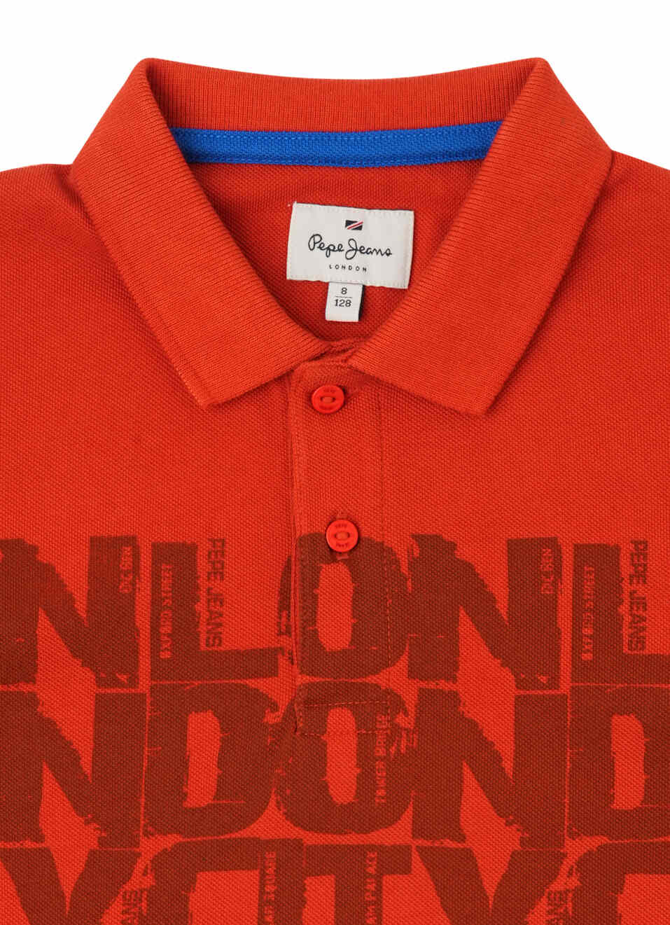 Boys Burnt Orange Typographic Print Short Sleeve Polo, , large image number 2