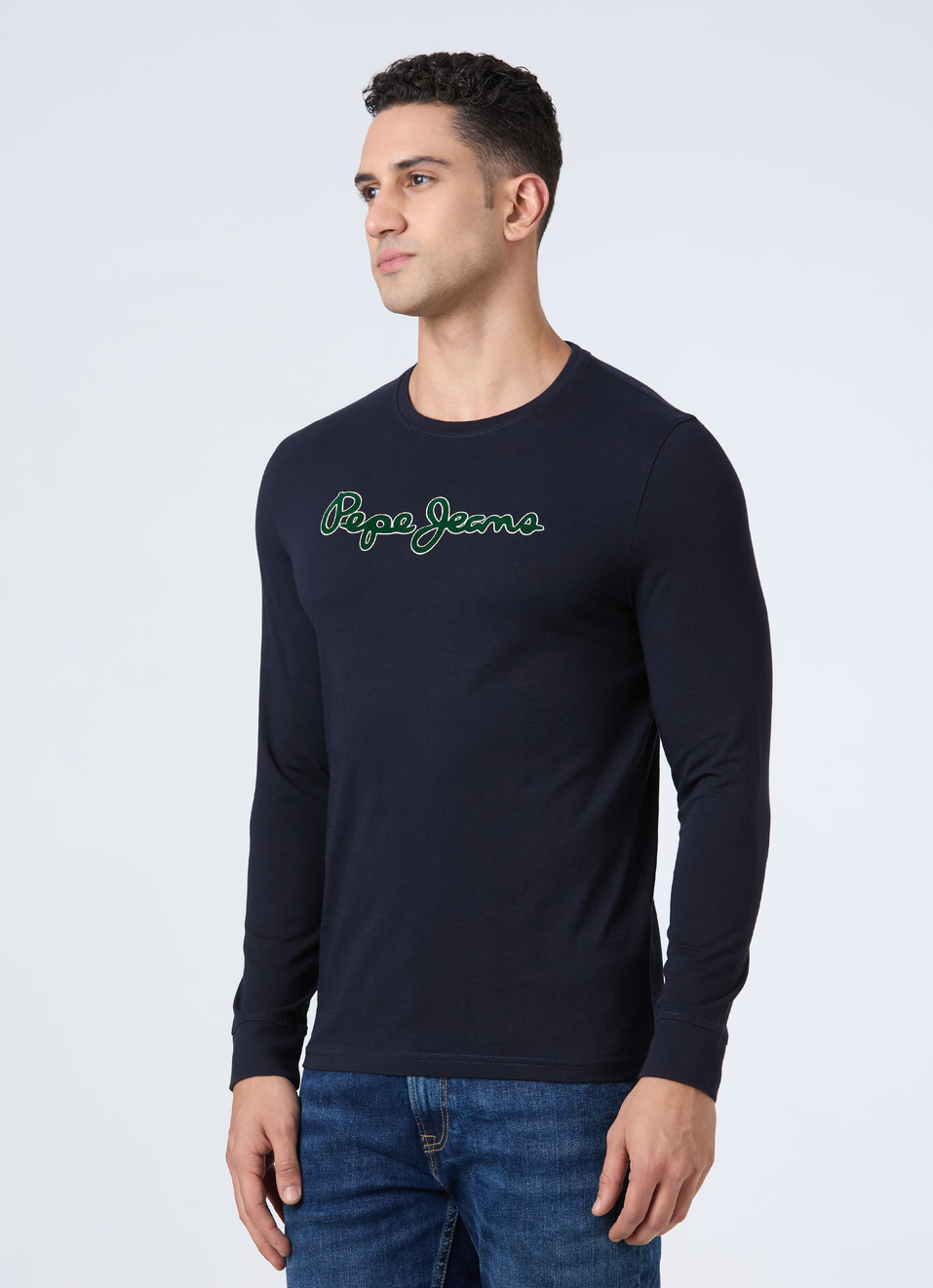 Men Navy Logo Print Full Sleeve T-shirt, , large image number 3