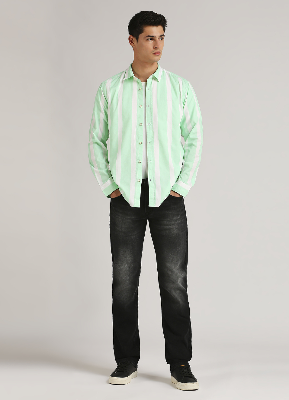 Green Stripes Long Sleeve Shirt, , large image number 3