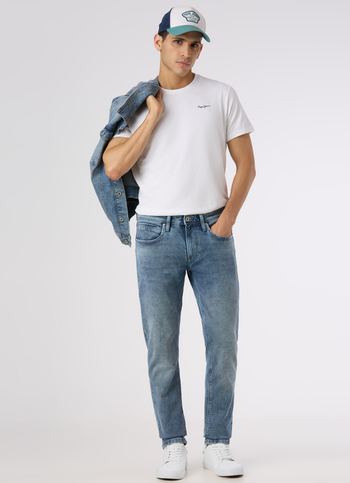 Men Light Blue Low Rise Slim Fit Tapered Leg Gymindigo Jeans