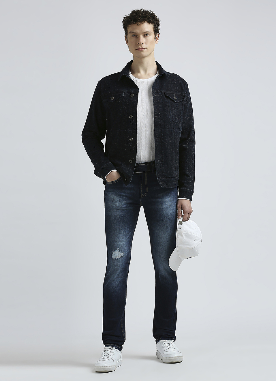 Vapour Blue Mid Rise Slim Jeans, , large image number 1