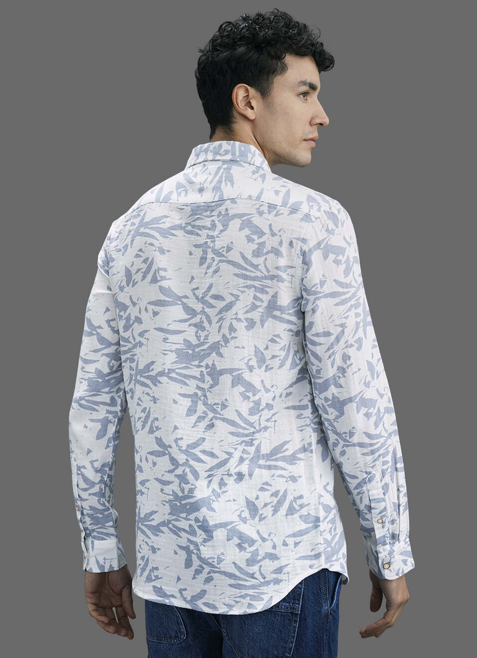 Men White Printed Long Sleeve Shirt, , large image number 6