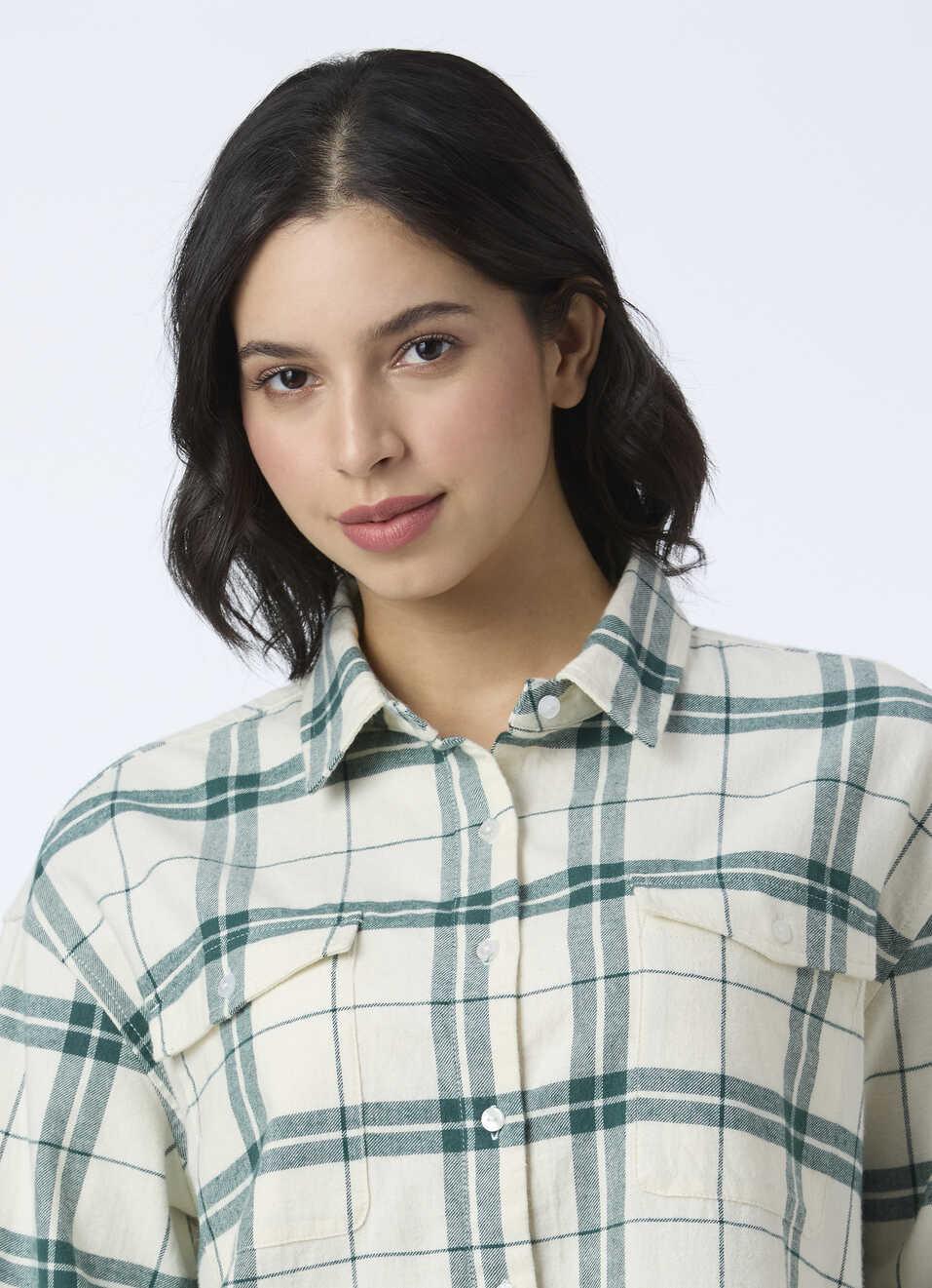 Women Green Check Oversized Shirt, , large image number 4