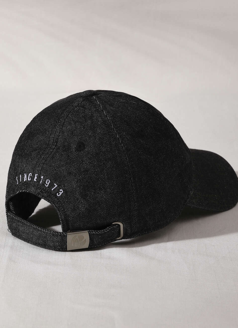 Black Embroidered Denim Cap, , large image number 1
