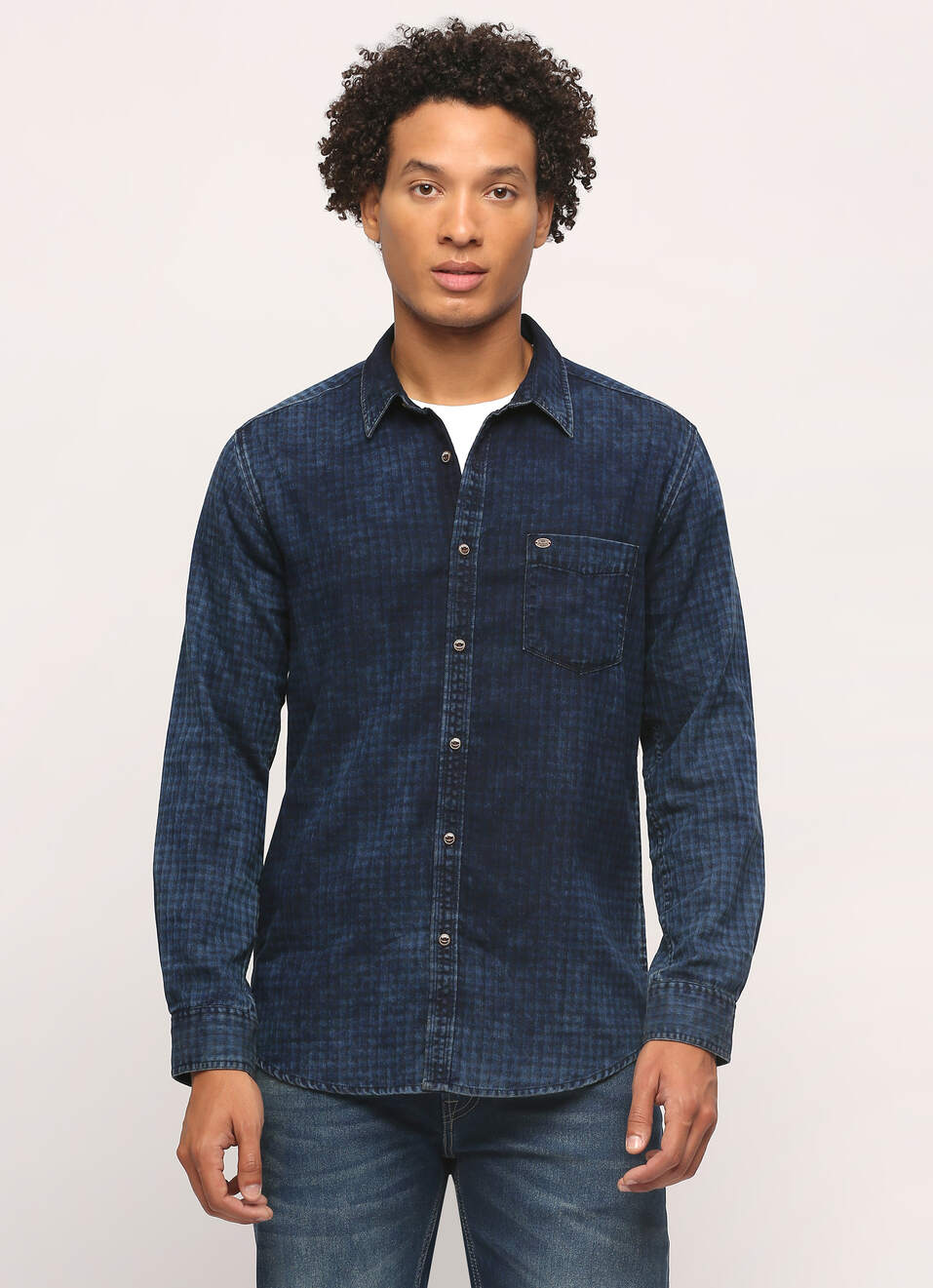Indigo Checks Long Sleeve Shirt, , large image number 1