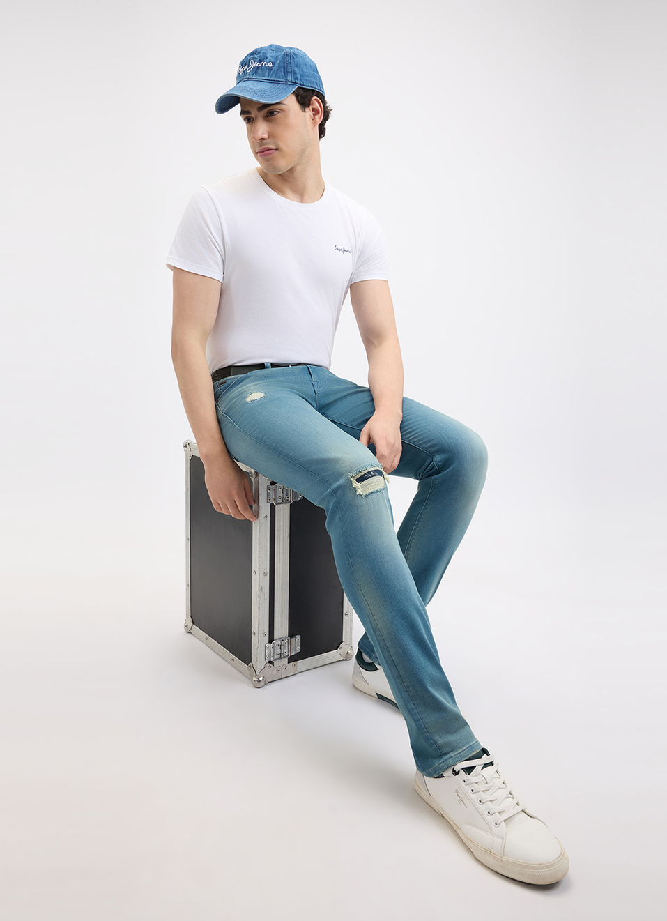 Men Blue Mid Rise Slim Powerflex Extra Stretchable Jeans, , large image number 1