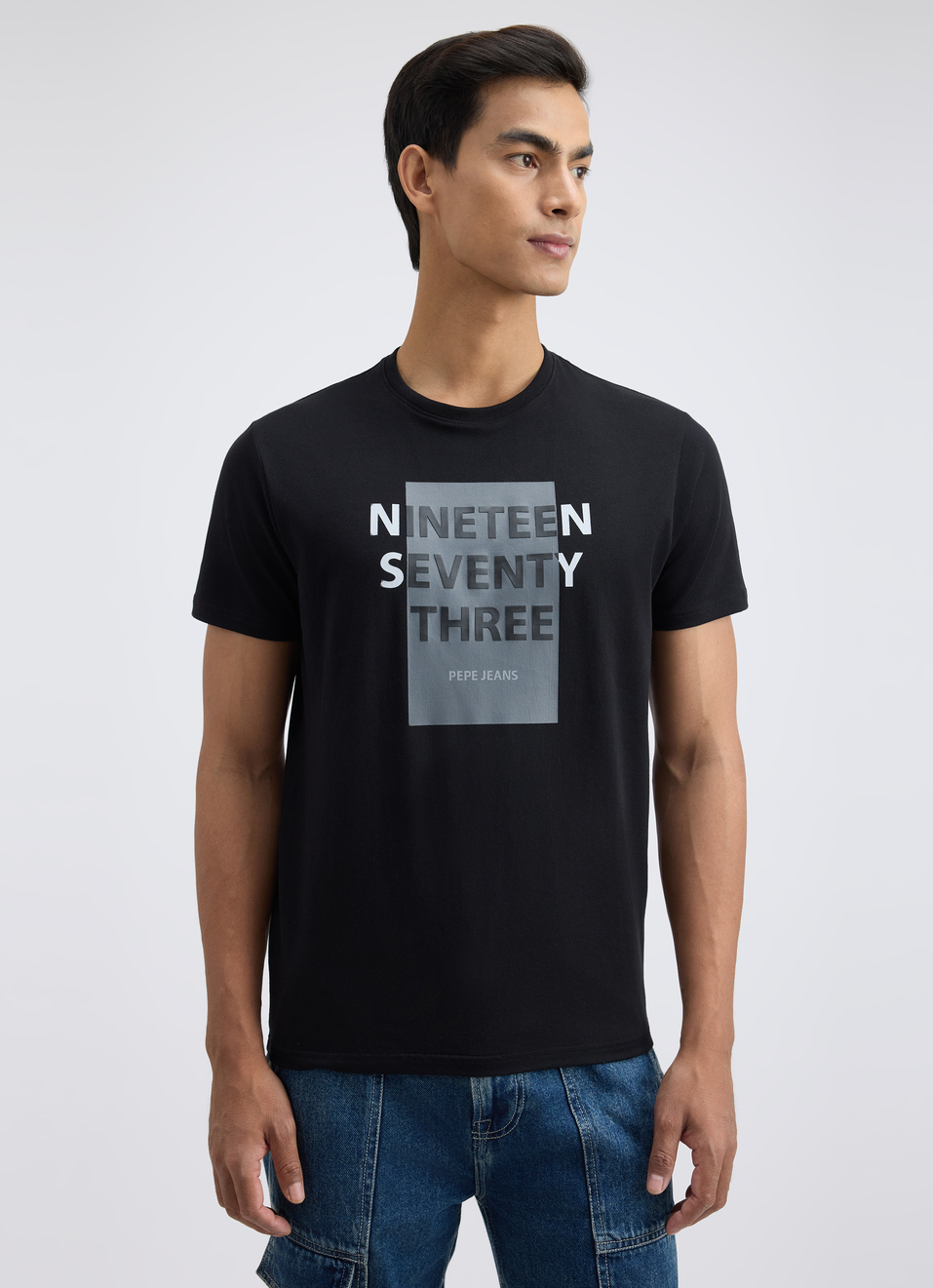 Men Black Graphic Print Short Sleeve Stretch T-shirt, , large image number 1
