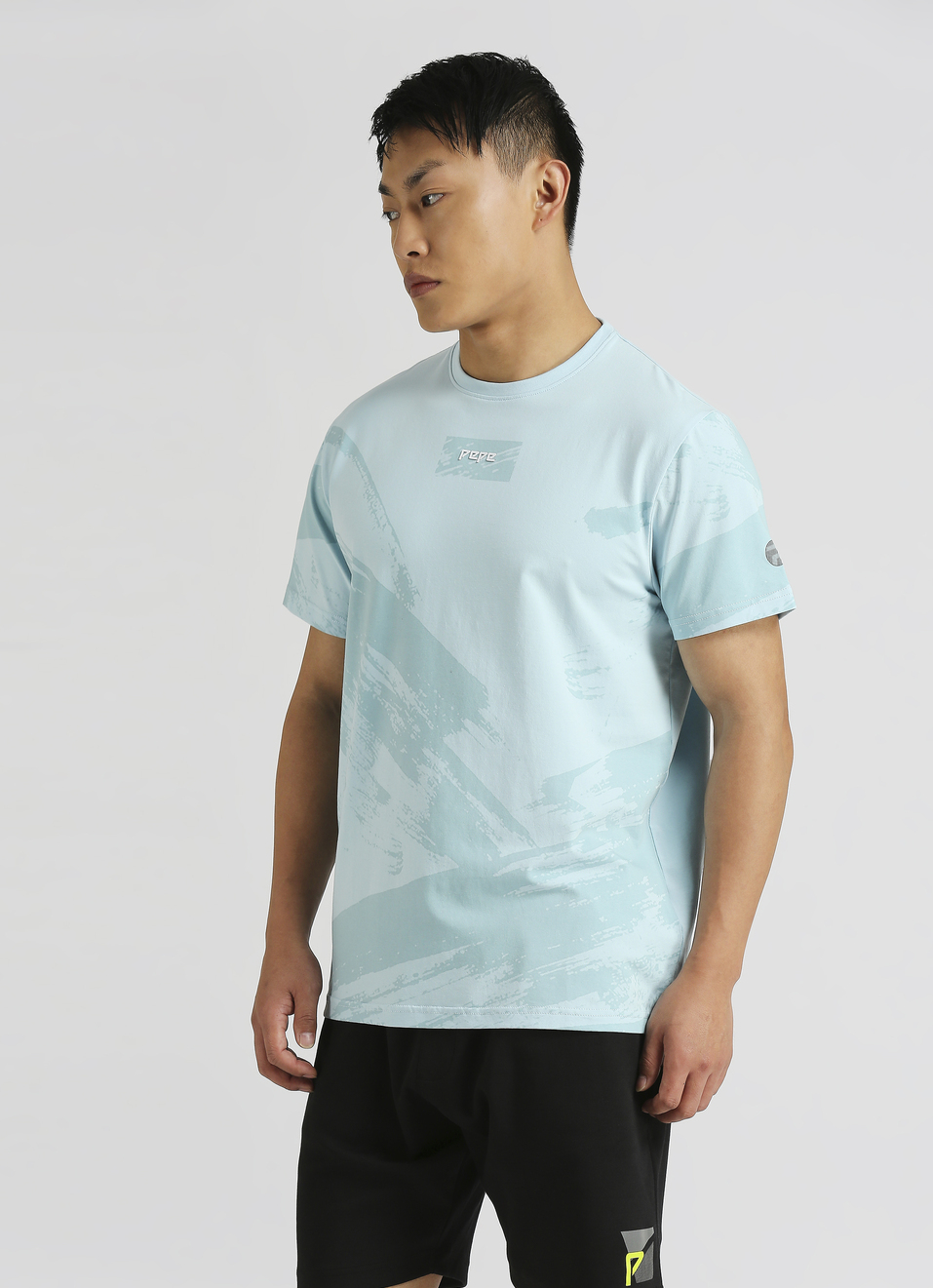 Blue All-over Print Short Sleeve Stretch T-shirt, , large image number 3