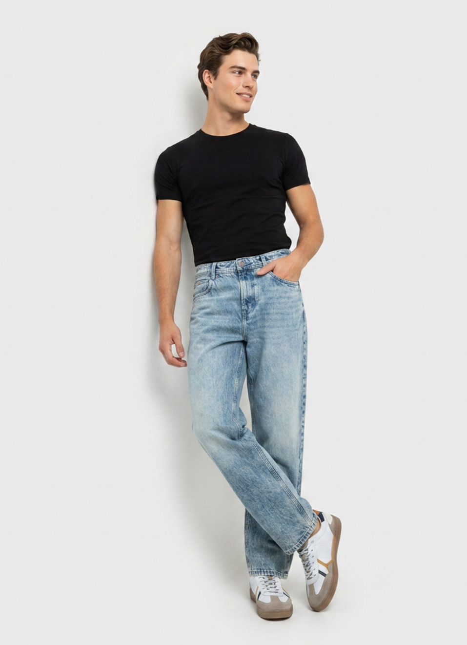 Men Blue Baggy Fit Mid Rise Jeans, , large image number 7