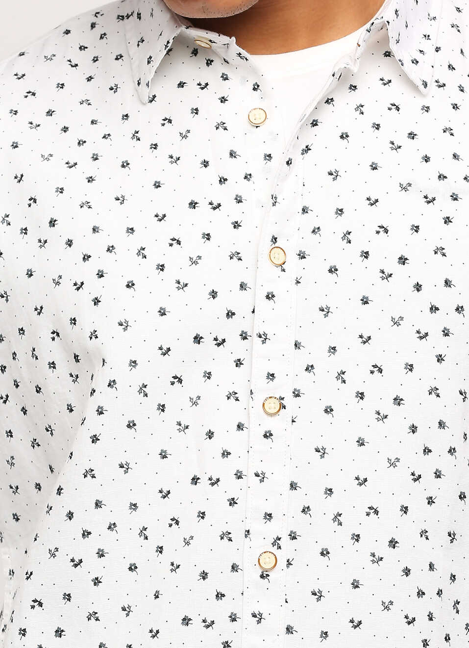White All Over Printed Long Sleeve Shirt, , large image number 4