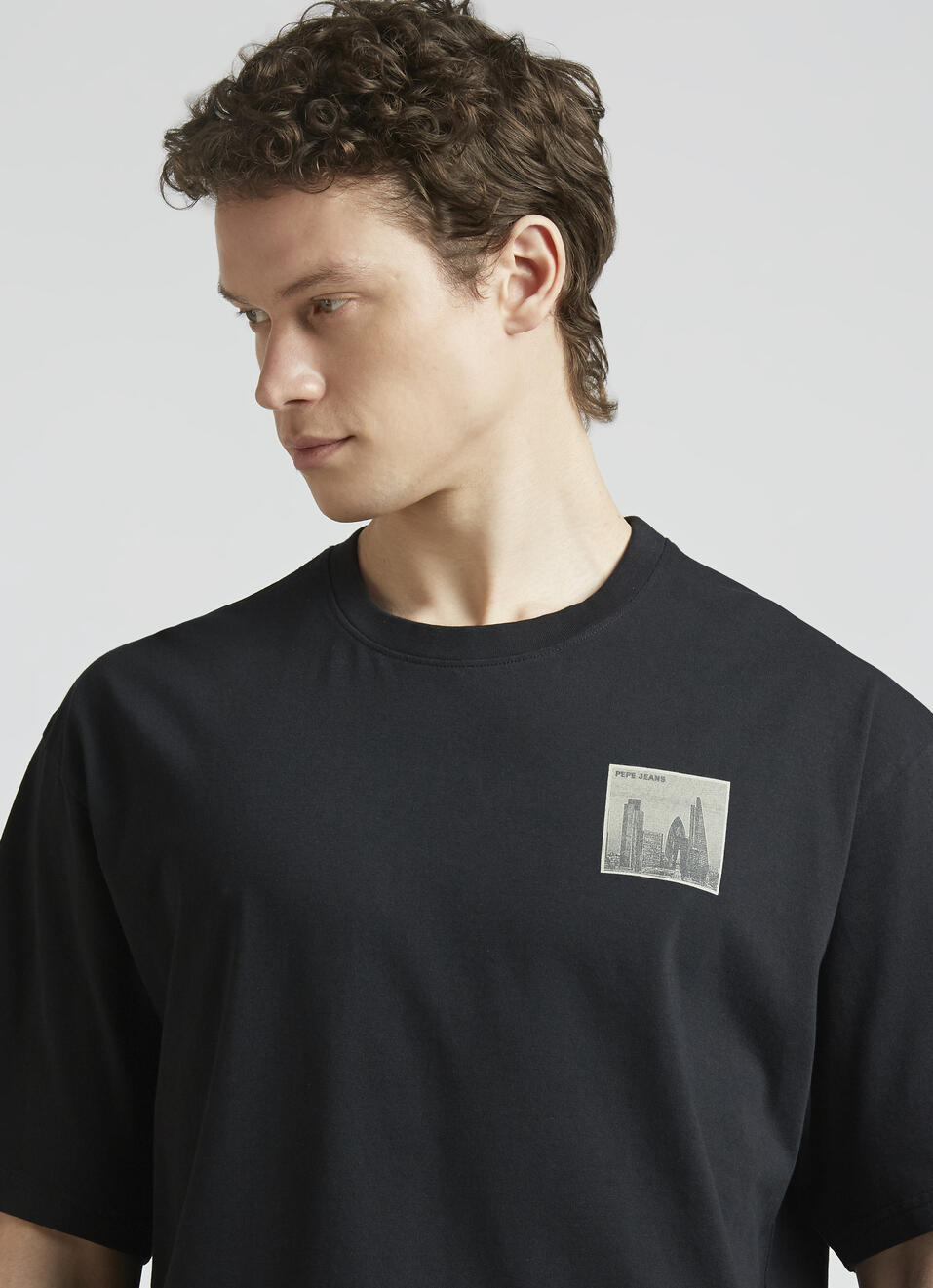 Black Back Print Short Sleeve Oversized T-shirt, , large image number 4