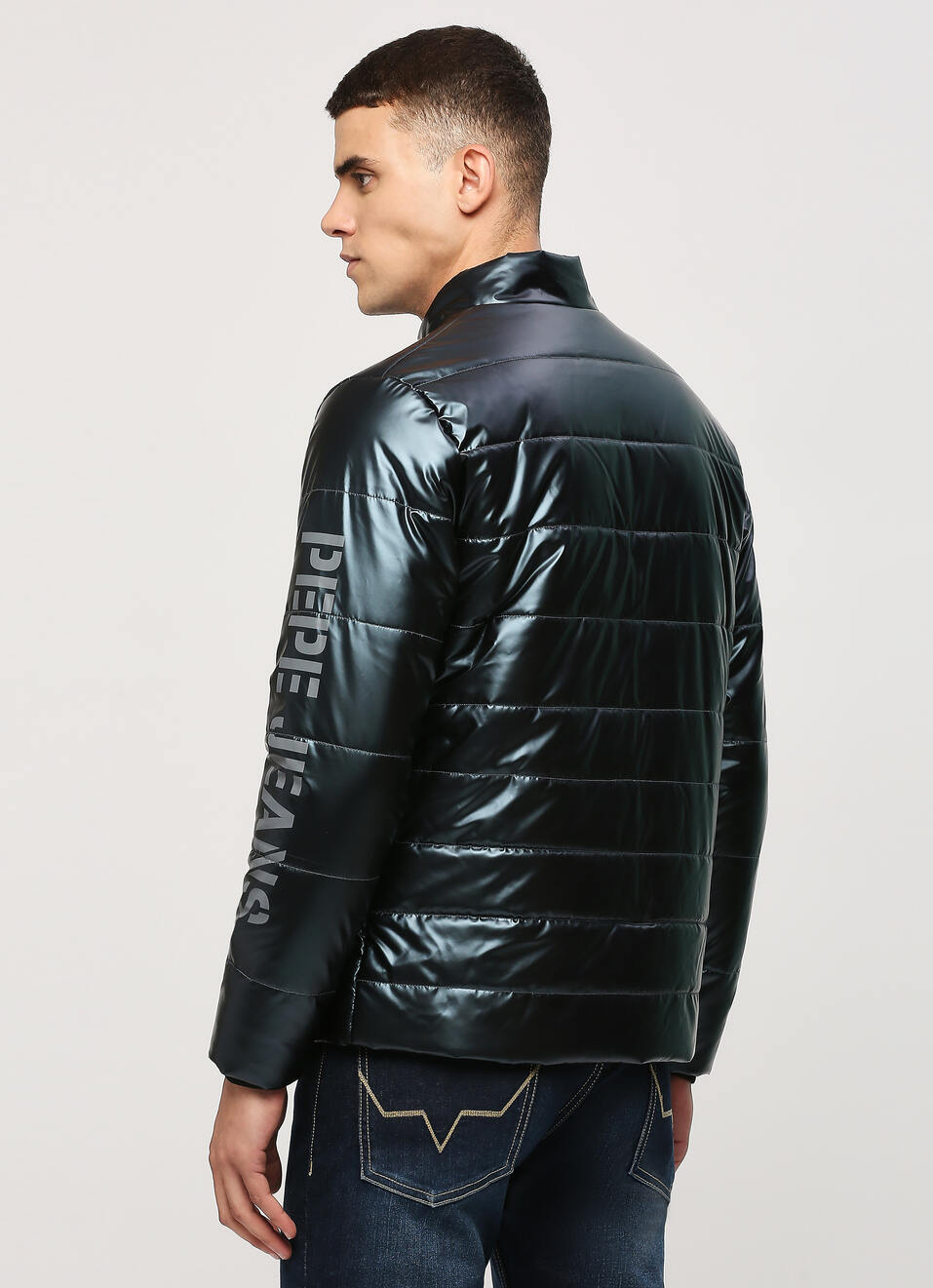 Navy Shiny Puffer Jacket, , large image number 2