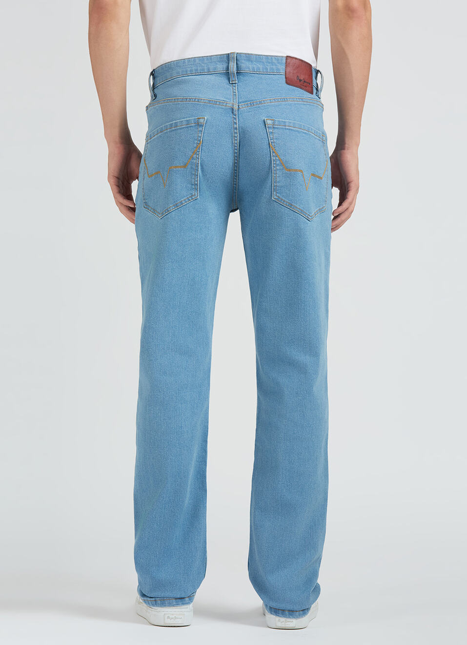 Men Light Blue Mid Rise Straight Fit Jeans, , large image number 3