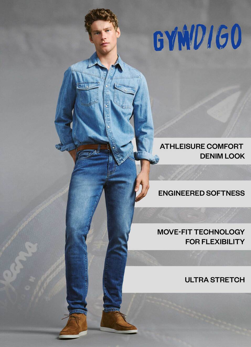 Men Blue Mid Rise Straight Gymindigo Jogger Like Jeans, , large image number 1