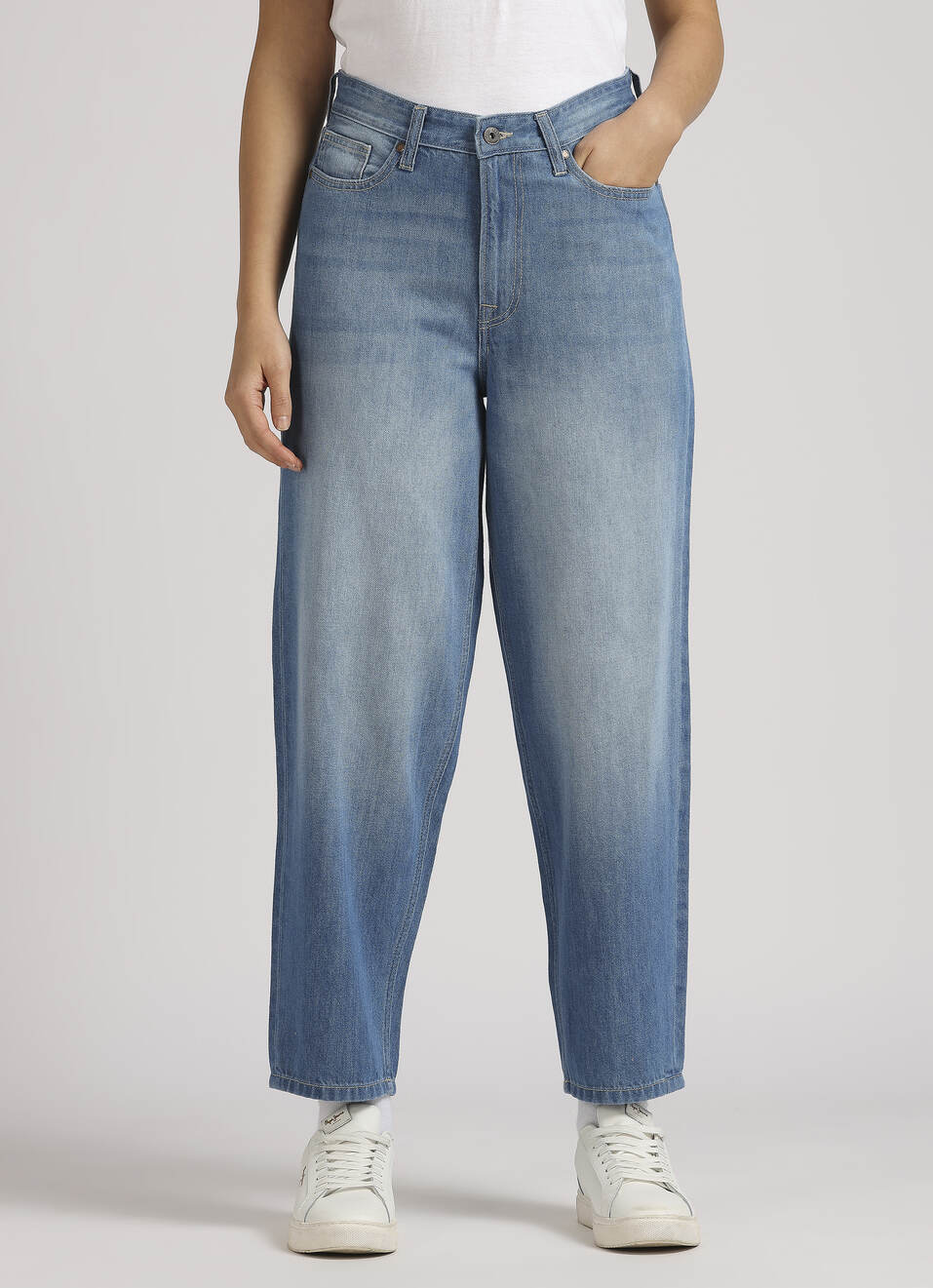 Blue High Waist Balloon Jeans, , large image number 1