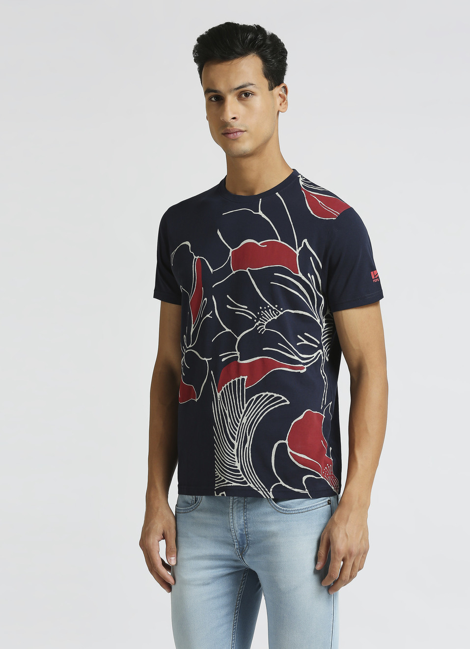 Navy Graphic Print Short Sleeve T-shirt, , large image number 2