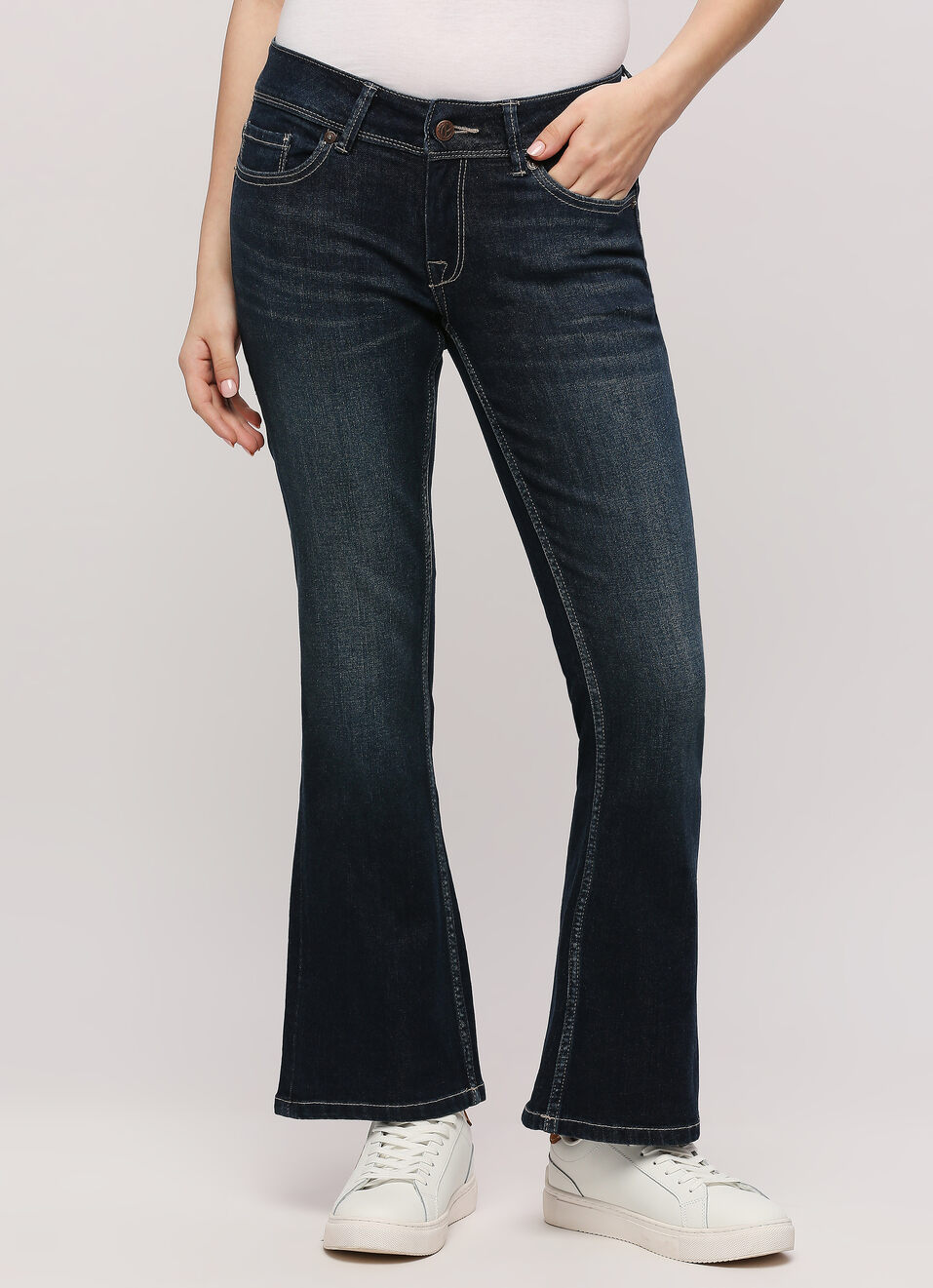 Pimlico Blue Mid Waist Flared Jeans, , large image number 1