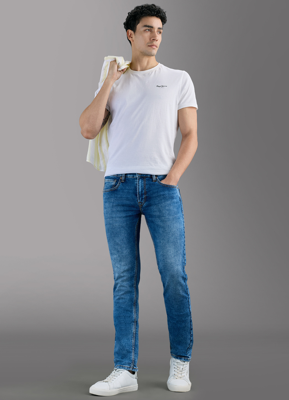 Men Blue Slim Stretchable Jeans, , large image number 1