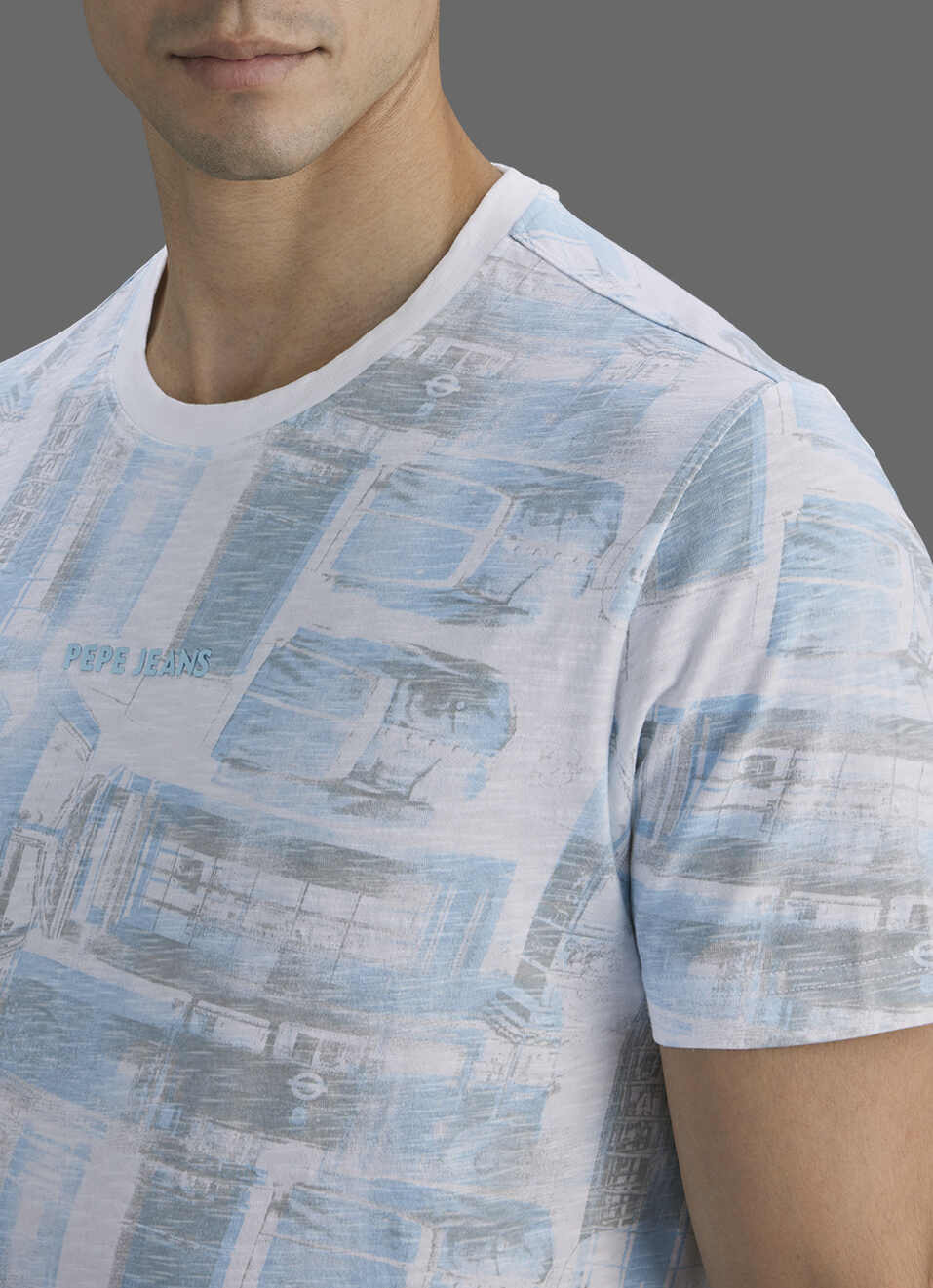 Men White Printed Slim Fit Short Sleeve T-shirt, , large image number 1