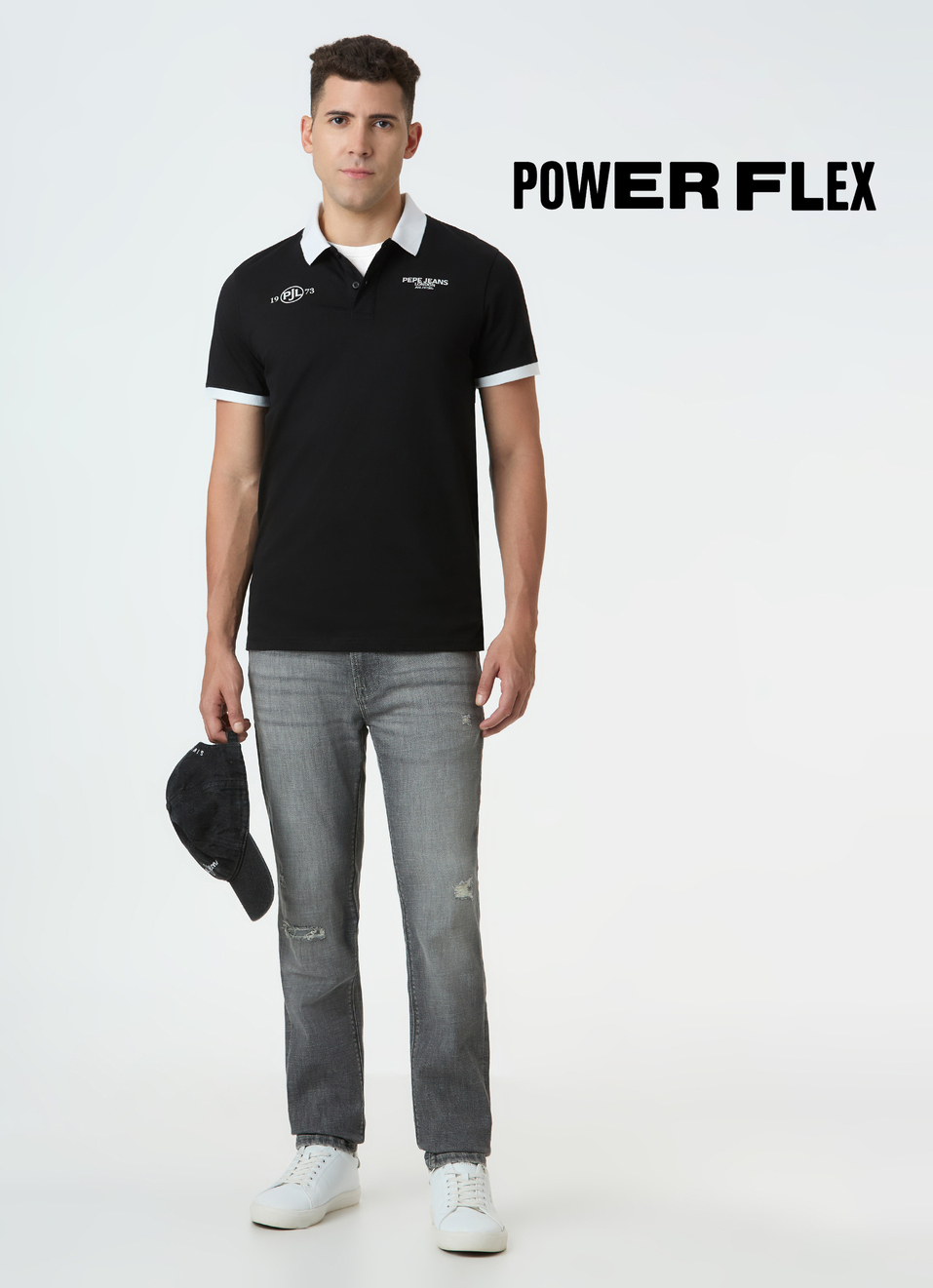 Men Grey Distressed Slim Fit Low Rise Powerflex Jeans, , large image number 0