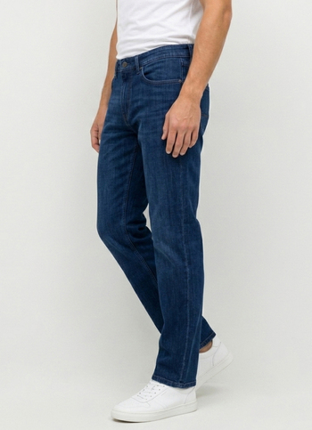 Men Blue Relaxed Straight Fit Mid Rise Jeans