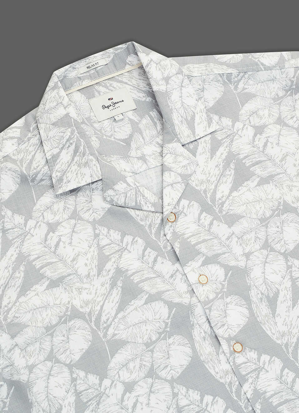 Men Grey Printed Relaxed Fit Resort Collar Shirt, , large image number 3