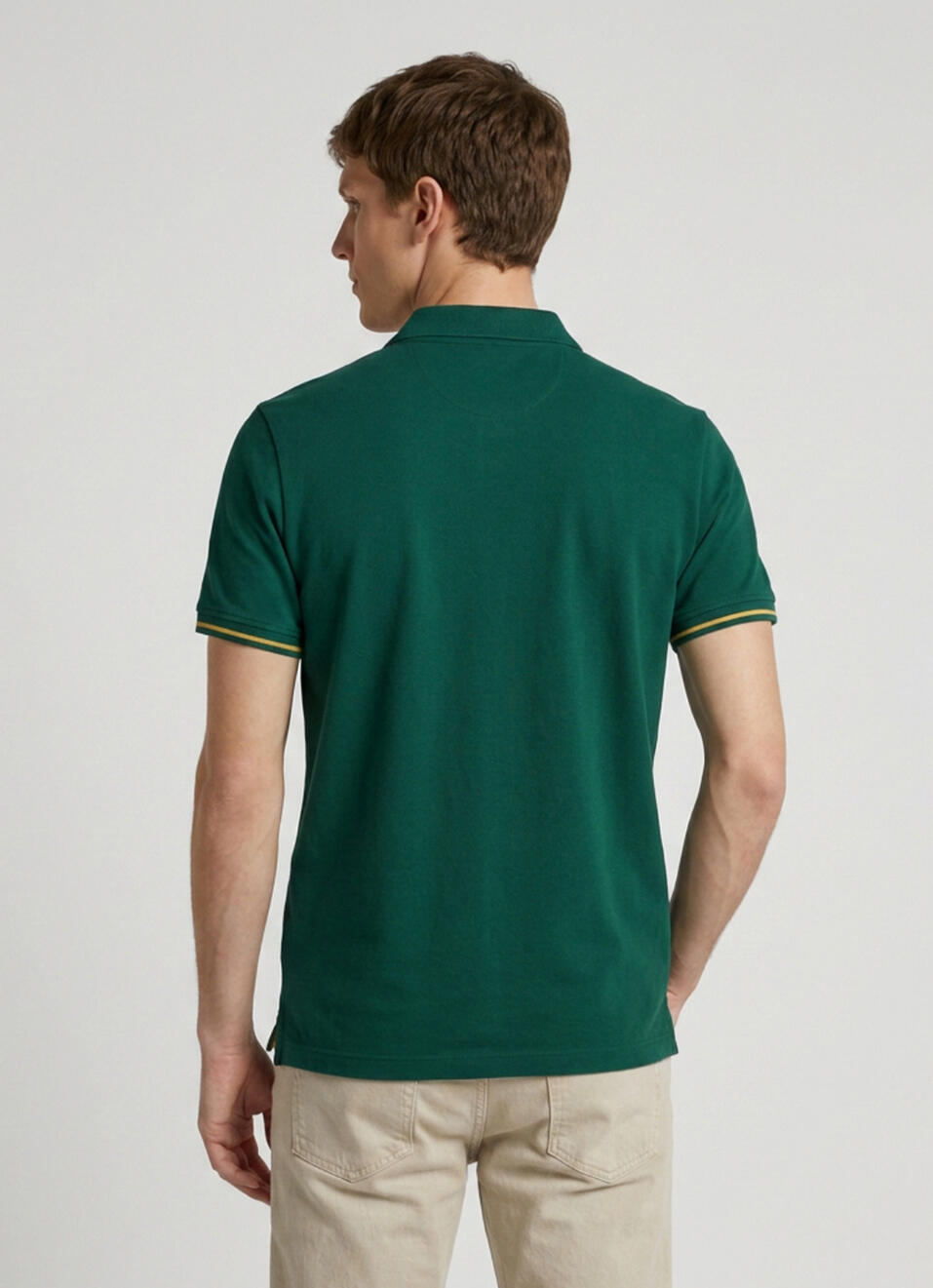 Men Green Solid Polo T-shirt, , large image number 2