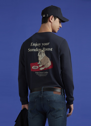 Blue Back Print Full Sleeve Sweatshirt