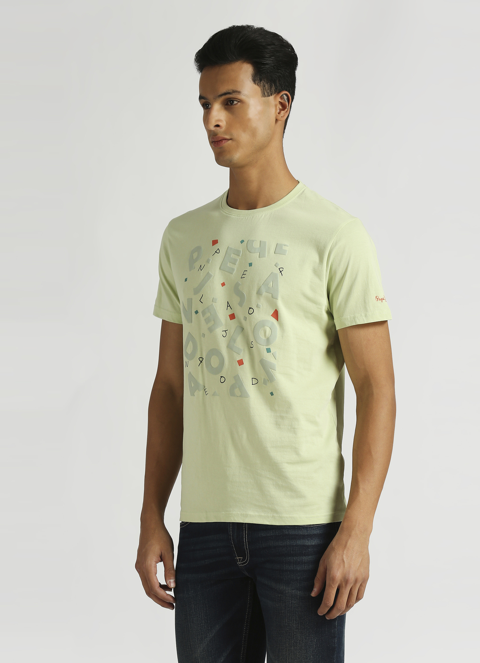 Green Typographic Tonal Puff Print Short Sleeve T-shirt, , large image number 3