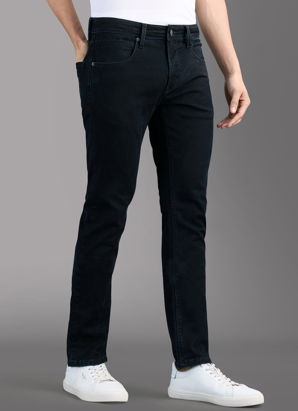 Men Black Slim Stretchable Jeans, , large image number 0