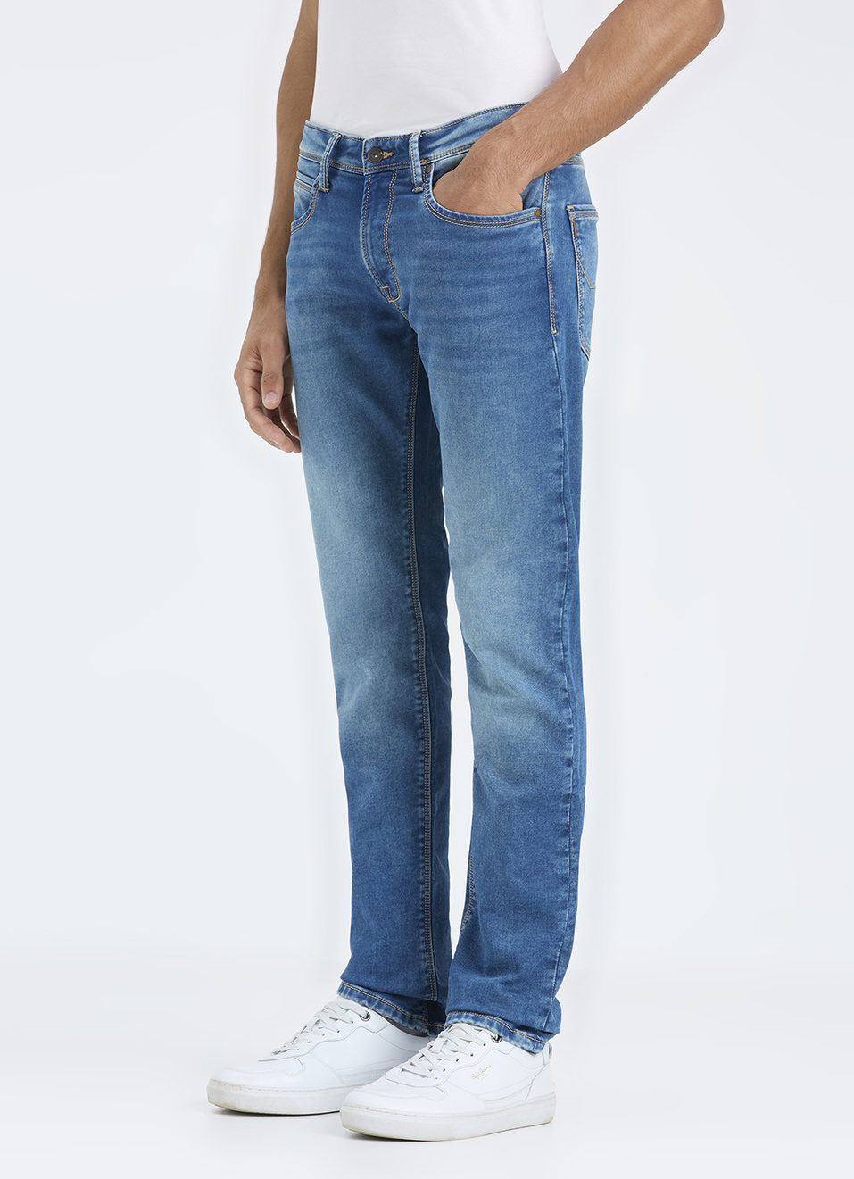Men Green Mid Rise Slim Fit Gymindigo Jeans, , large image number 2