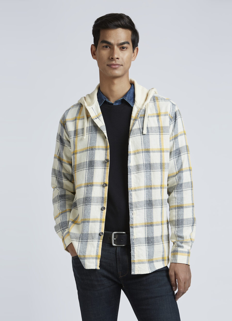 Ecru Checks Full Sleeve Shirt, , large image number 0