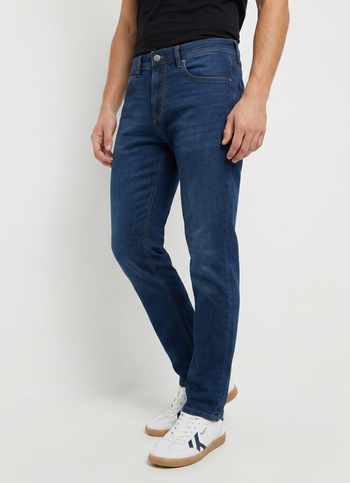 Men Blue Straight Fit Mid Rise Stretchable Jeans